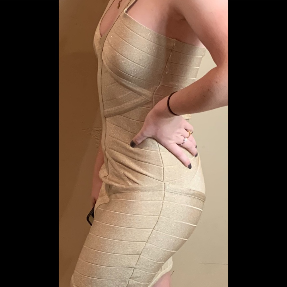 BEBE | gold sparkle dress | M